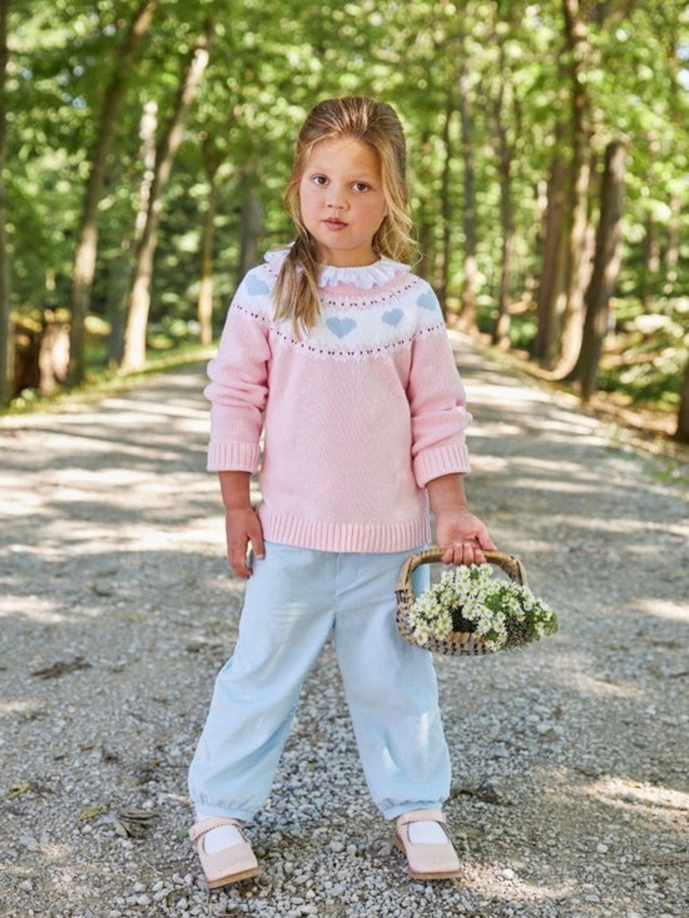 Little English Girls Hearts Fair Isle Sweater Pink Size 4